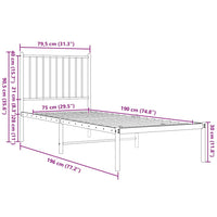 Giroletto con Testiera in Metallo Nero 75x190 cm 350854
