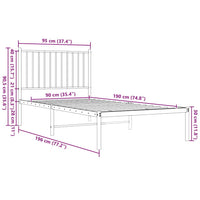 Giroletto con Testiera in Metallo Nero 90x190 cm 350856