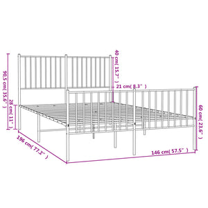 Giroletto con Testiera e Pediera Metallo Nero 140x190 cm 350882