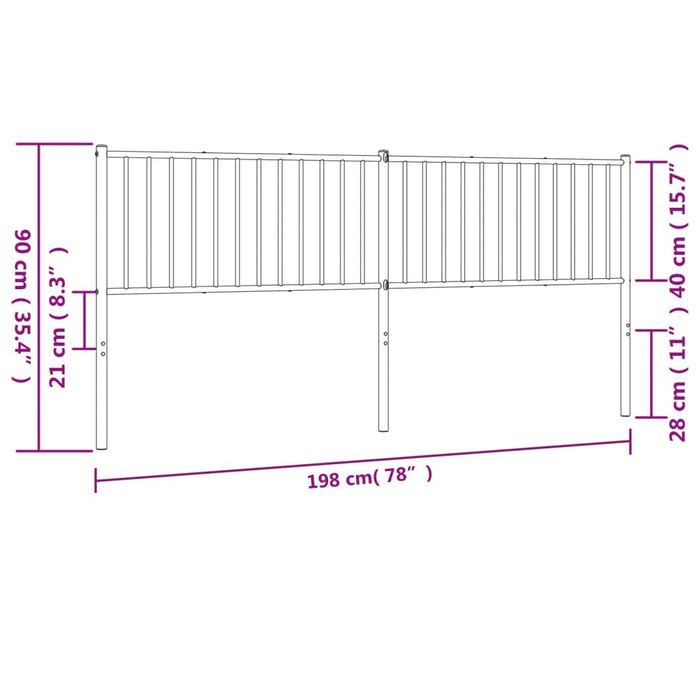 Testiera in Metallo Nero 193 cm 350901