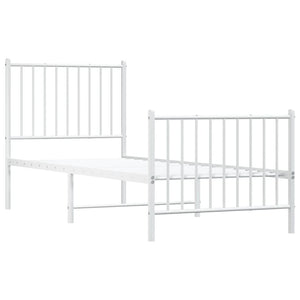 Giroletto con Testiera e Pediera Metallo Bianco 75x190 cm 350939