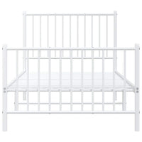 Giroletto con Testiera e Pediera Metallo Bianco 90x200 cm 350942