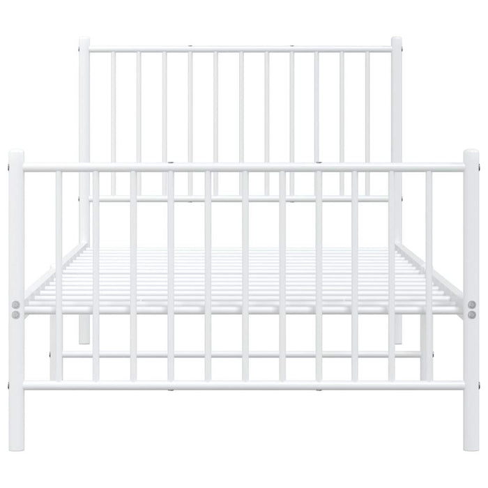 Giroletto con Testiera e Pediera Metallo Bianco 90x200 cm 350942