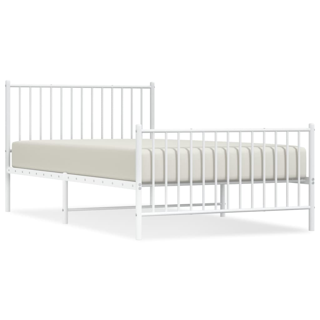Giroletto con Testiera e Pediera-Struttura Letto Metallo Bianco 107x203 cm 856282