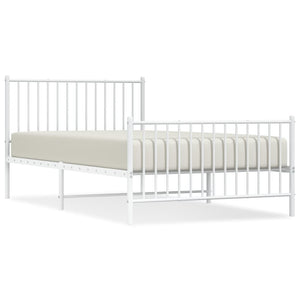 Giroletto con Testiera e Pediera-Struttura Letto Metallo Bianco 107x203 cm 856282