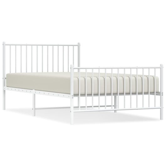 Giroletto con Testiera e Pediera-Struttura Letto Metallo Bianco 107x203 cm 856282