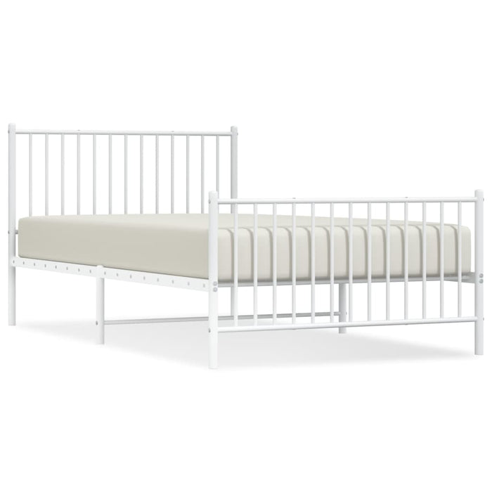 Giroletto con Testiera e Pediera-Struttura Letto Metallo Bianco 107x203 cm 856282