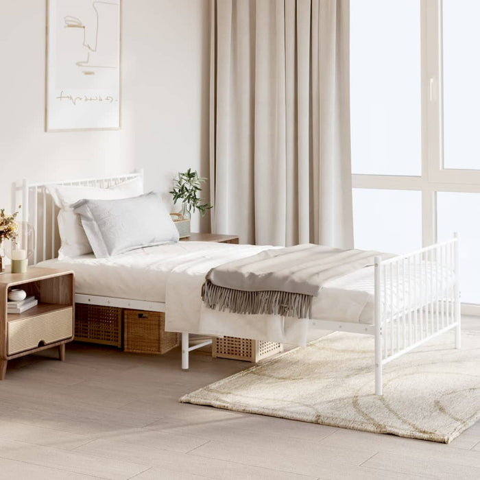 Giroletto con Testiera e Pediera-Struttura Letto Metallo Bianco 107x203 cm 856282