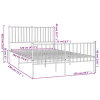 Giroletto con Testiera e Pediera Metallo Bianco 120x190 cm 350946