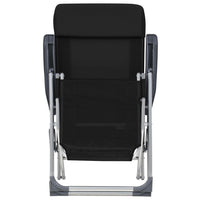 Sedie Campeggio Pieghevoli con Poggiapiedi 2pz Nero Textilene 360146