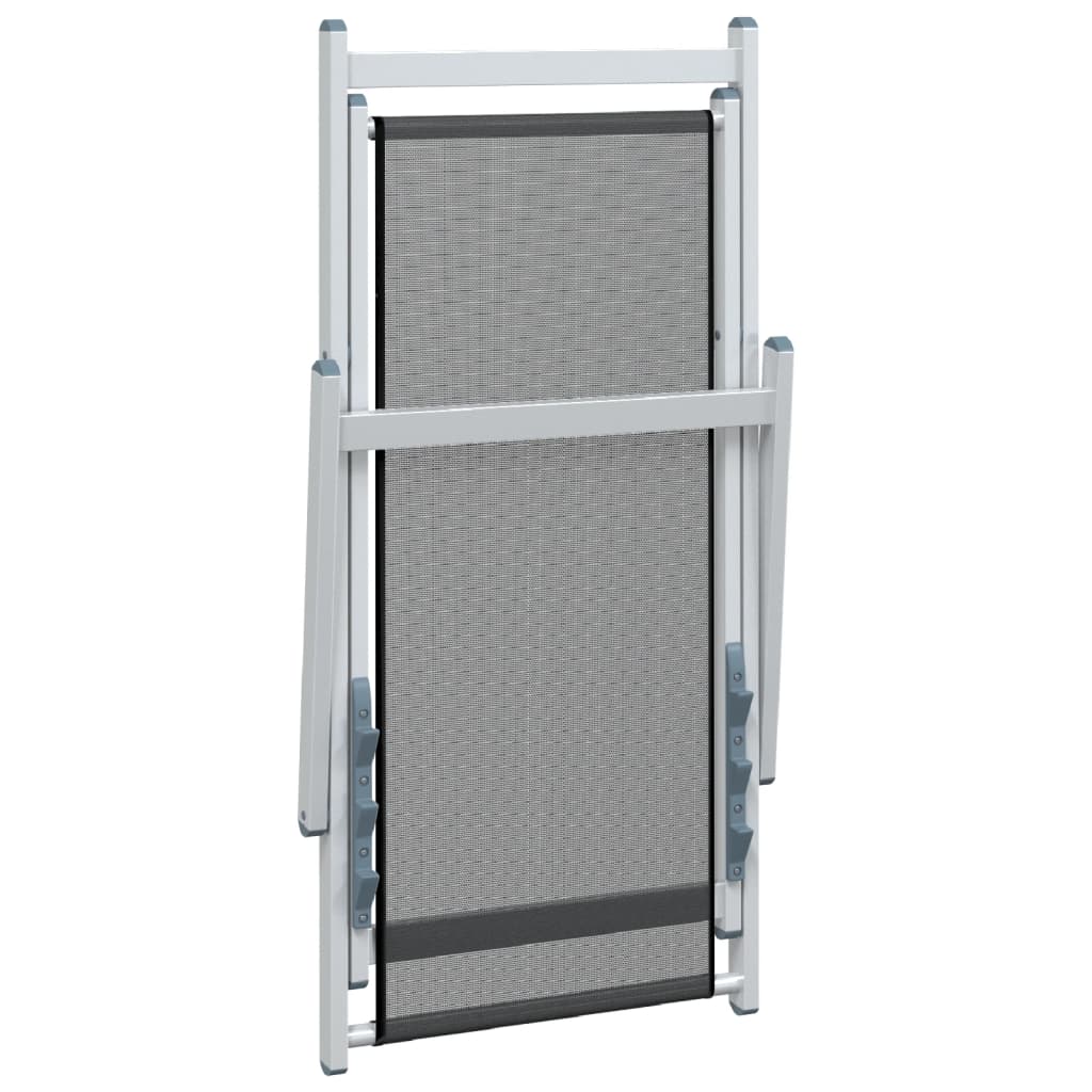 Sedie da Spiaggia Pieghevoli 2 pz Grigie Alluminio e Textilene 360167