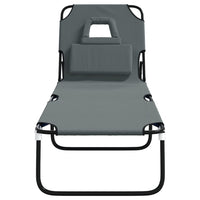 Lettino Prendisole Pieghevole Grigio Tessuto Oxford e Acciaiocod mxl 105909