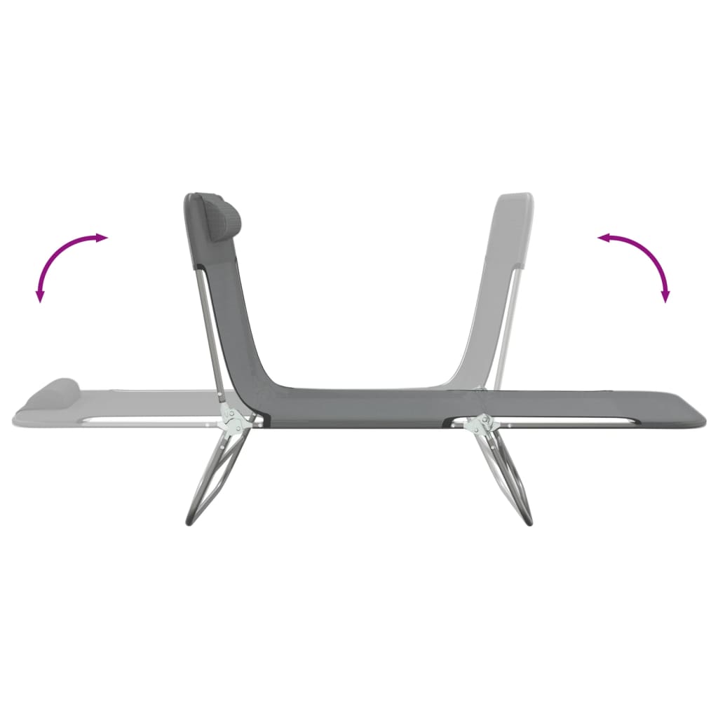 Lettini Prendisole 2 pz Grigi in Textilene e Acciaio 360183