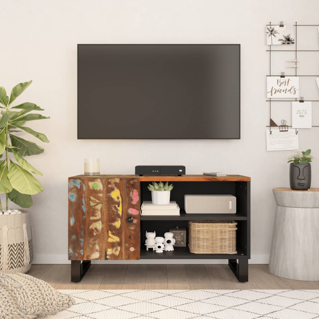 Mobile TV-Mobile per TV-Credenza TV 80x33x46cm Legno Massello Recupero Legno Multistrato