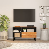 Mobile TV 80x33x46cm Legno Massello Acacia e Legno Multistratocod mxl 103749