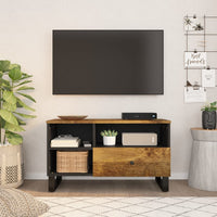 Mobile TV 80x33x46cm Legno Massello Mango e Legno Multistrato 351977