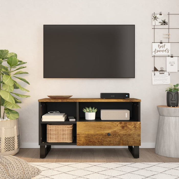 Mobile TV 80x33x46cm Legno Massello Mango e Legno Multistrato 351977