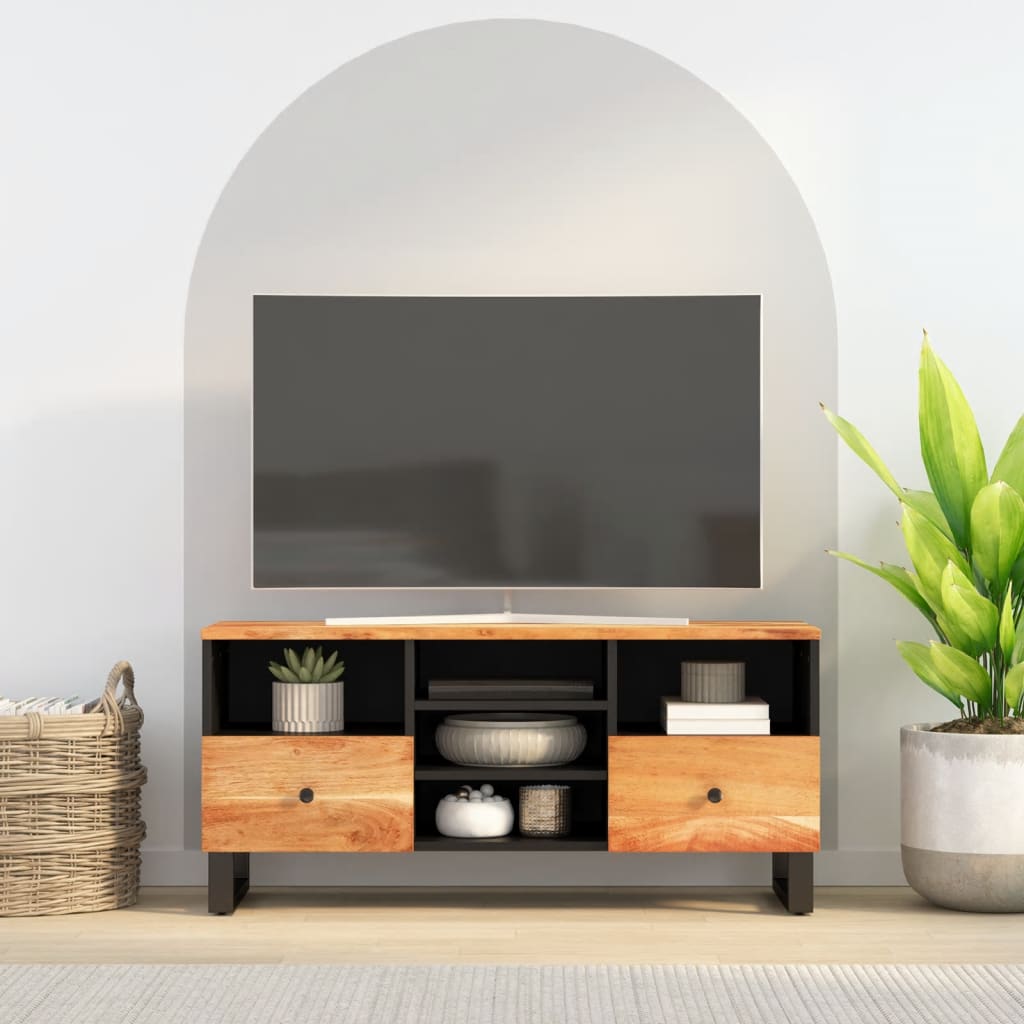 Mobile TV 100x33x46cm Legno Massello Acacia e Legno Multistratocod mxl 127502