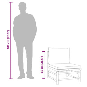 Divano Centrale da Giardino con Cuscini Grigio Chiaro Bambù 362279