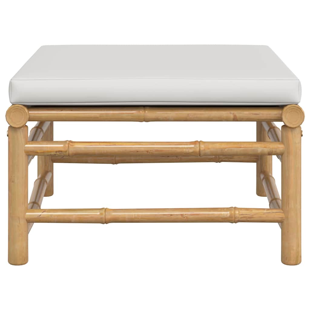 Poggiapiedi da Giardino con Cuscino Grigio Chiaro in Bambù 362280