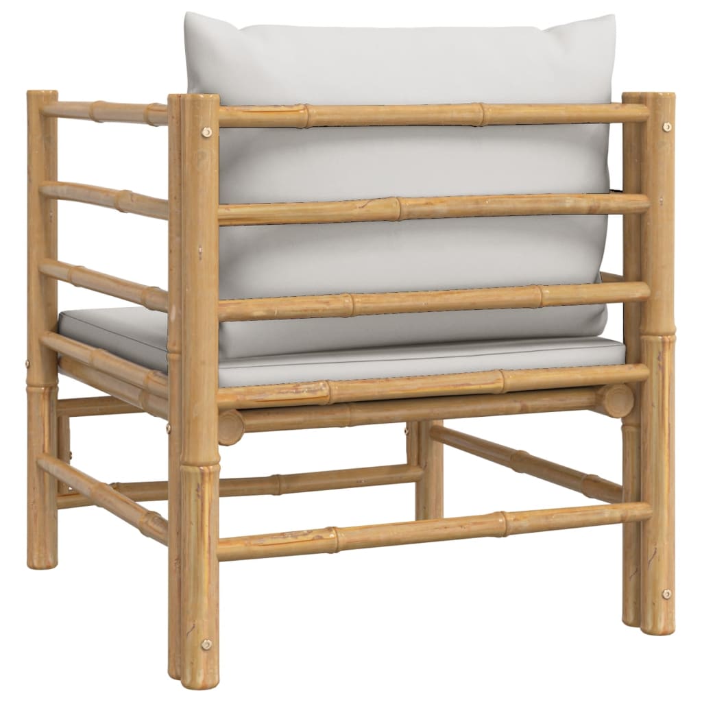 Divano da Giardino con Cuscini Grigio Chiaro in Bambù 362281