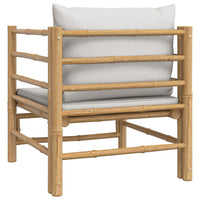 Divano da Giardino con Cuscini Grigio Chiaro in Bambù 362281