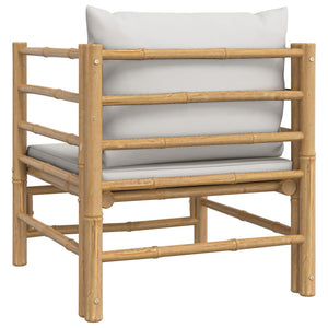 Divano da Giardino con Cuscini Grigio Chiaro in Bambù 362281