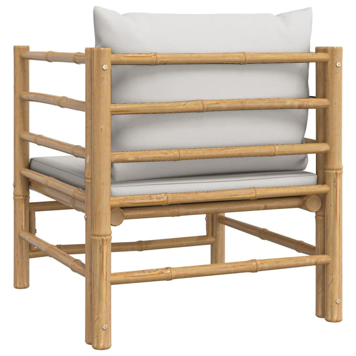 Divano da Giardino con Cuscini Grigio Chiaro in Bambù 362281