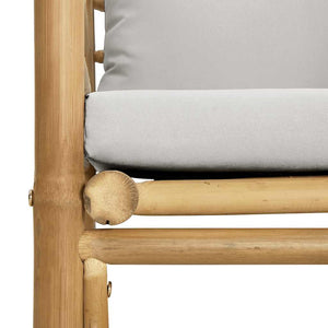 Divano da Giardino con Cuscini Grigio Chiaro in Bambù 362281