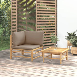 Set Salotto da Giardino 2pz con Cuscini Tortora Bambù 362285