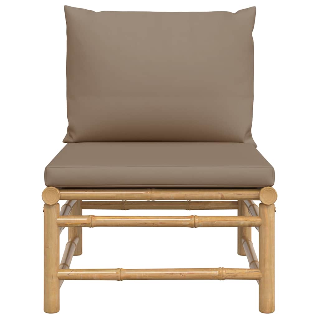 Divano Centrale da Giardino con Cuscini Tortora in BambÃ¹cod mxl 94677