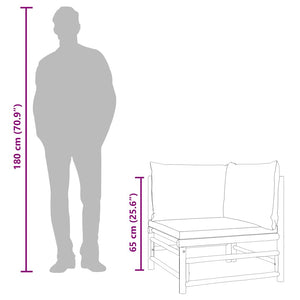 Divano Angolare da Giardino con Cuscini Verdi in Bambù 362293