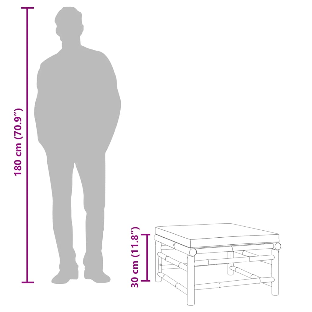 Poggiapiedi da Giardino con Cuscino Verde in Bambù 362295