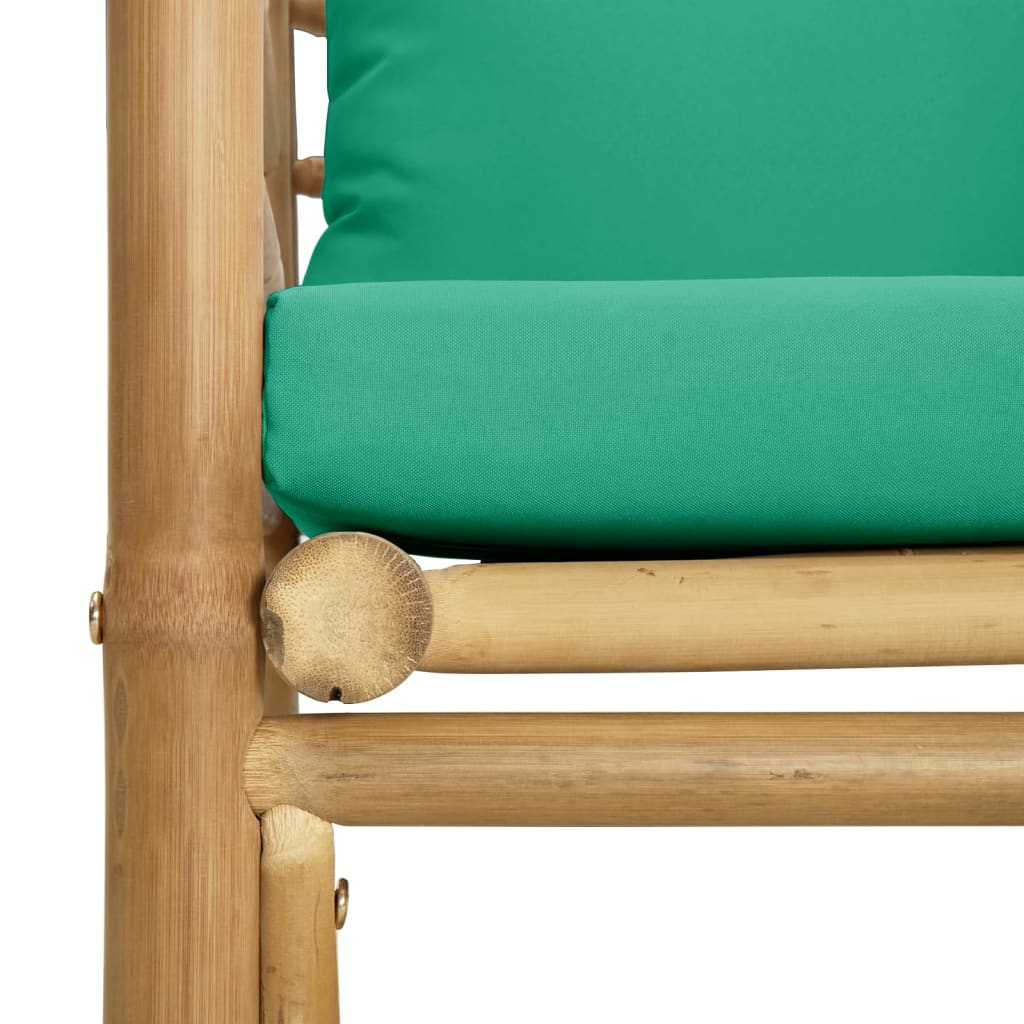 Divano da Giardino con Cuscini Verdi in Bambù 362296