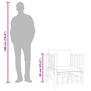 Divano da Giardino con Cuscini Bianco Crema in Bambù 362303