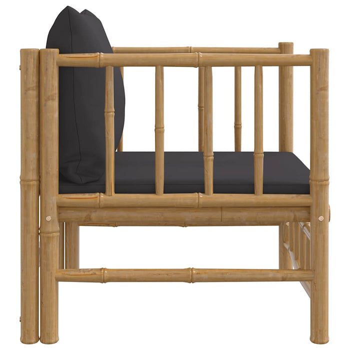 Divano da Giardino con Cuscini Grigio Scuro in Bambù 362311