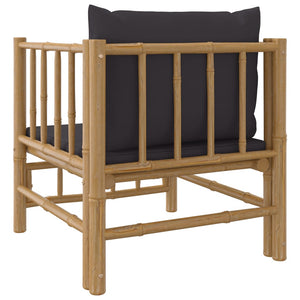 Divano da Giardino con Cuscini Grigio Scuro in Bambù 362311