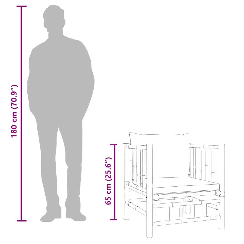 Divano da Giardino con Cuscini Grigio Scuro in Bambù 362311