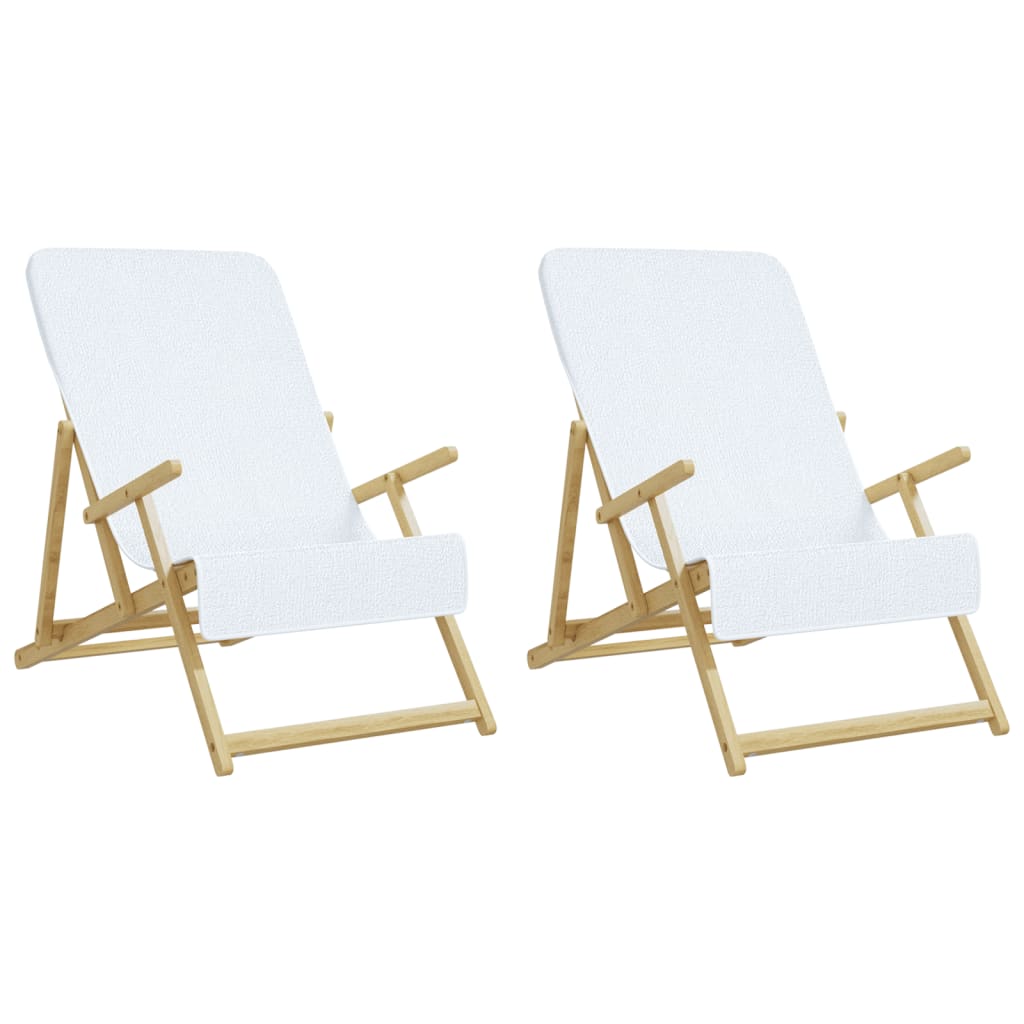 Asciugamani da Spiaggia 2 pz Bianchi 60x135 cm Tessuto 400 GSM