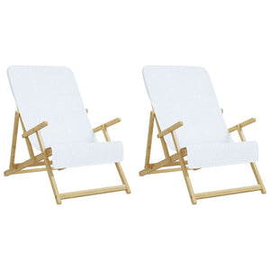Asciugamani da Spiaggia 2 pz Bianchi 60x135 cm Tessuto 400 GSM