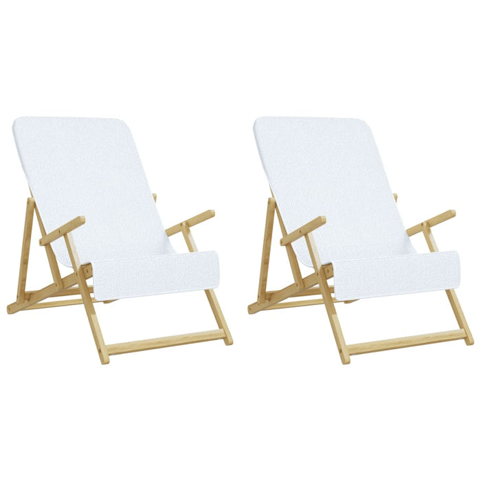 Asciugamani da Spiaggia 2 pz Bianchi 60x135 cm Tessuto 400 GSM