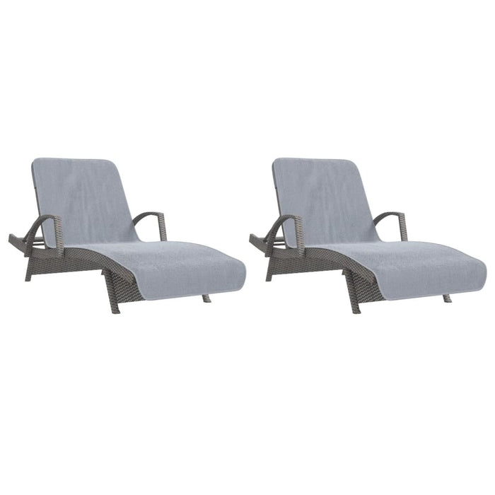 Asciugamani da Spiaggia 2 pz Grigi 75x200 cm in Tessuto 400 GSM 362672