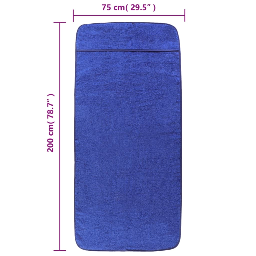 Asciugamani da Spiaggia 2pz Blu Reale 75x200 cm Tessuto 400 GSM 362678
