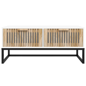 Tavolino da Salotto Bianco 80x40x35cm Legno Multistrato e Ferro 352100