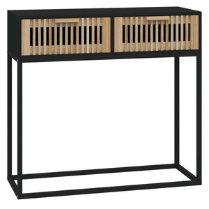 Tavolino Consolle-Tavolino da soggiorno-Tavolo Nero 80x30x75 cm Legno Multistrato e Ferro