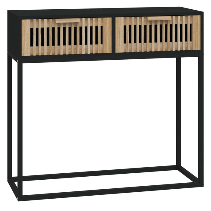 Tavolino Consolle-Tavolino da soggiorno-Tavolo Nero 80x30x75 cm Legno Multistrato e Ferro