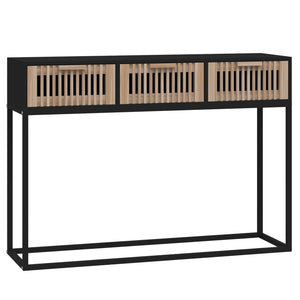 Tavolino Consolle Nero 105x30x75 cm Legno Multistrato e Ferro