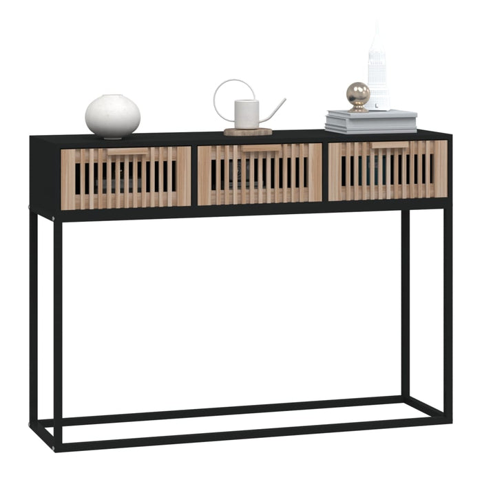Tavolino Consolle-Tavolino da soggiorno-Tavolo Nero 105x30x75 cm Legno Multistrato e Ferro
