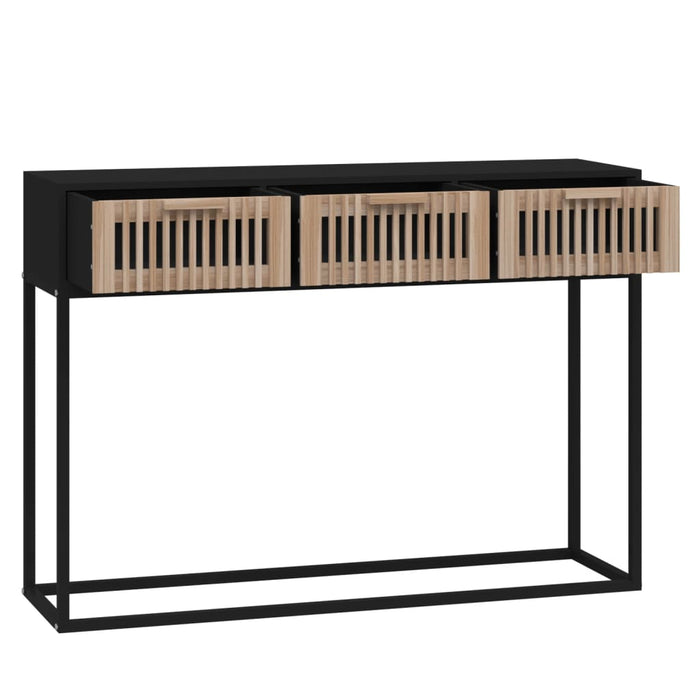 Tavolino Consolle-Tavolino da soggiorno-Tavolo Nero 105x30x75 cm Legno Multistrato e Ferro