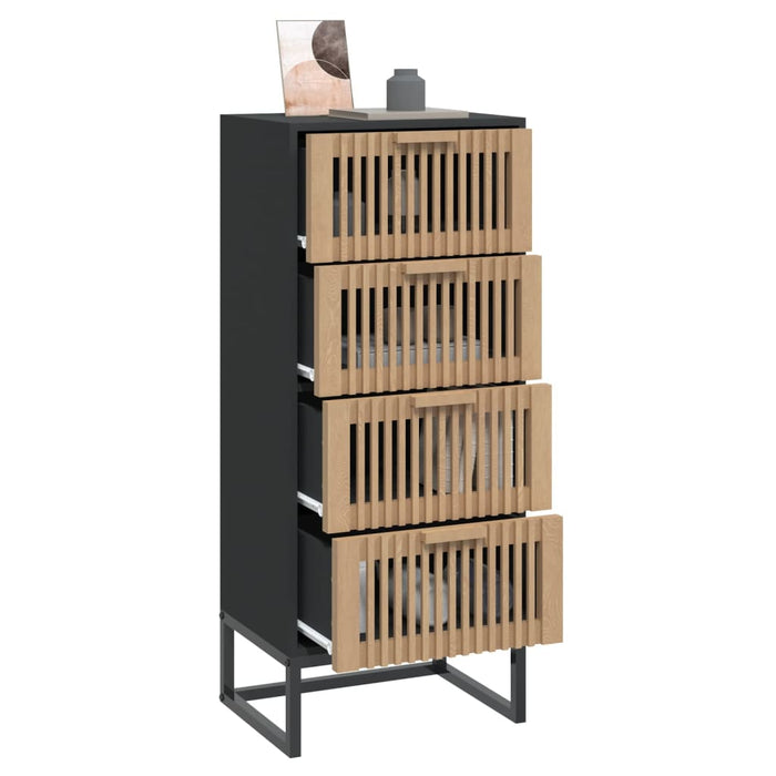 Credenza Nera 40x30x95 cm in Legno Multistrato